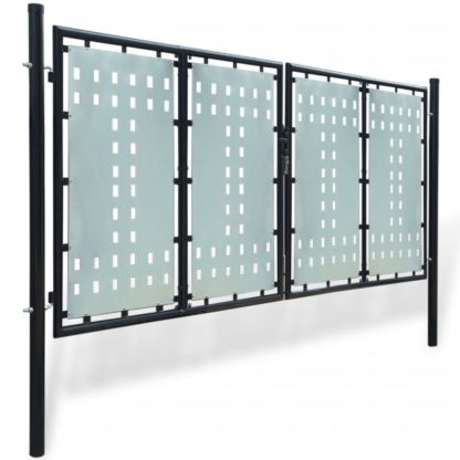 Yksiovinen Aitaportti musta 300 x 175 cm - Image 2