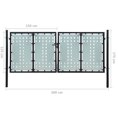 Yksiovinen Aitaportti musta 300 x 175 cm - Image 5