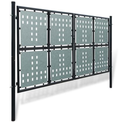 Yksiovinen Aitaportti musta 300 x 200 cm - Image 2
