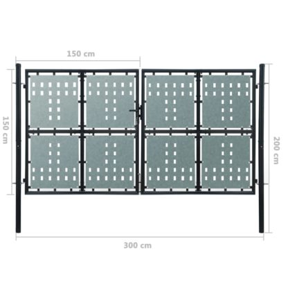 Yksiovinen Aitaportti musta 300 x 200 cm - Image 5