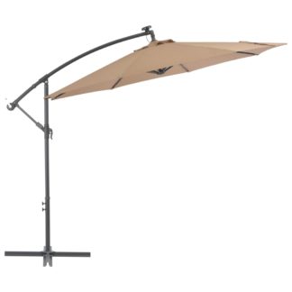 Aurinkovarjo cantilever LED ja terästolppa 300 cm taupe