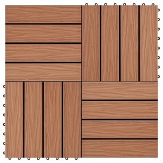 Lattialaatat 11 kpl WPC 30x30 cm 1 m² vaaleanruskea