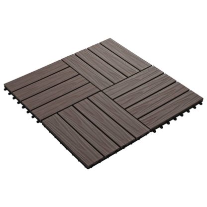 Lattialaatat 11 kpl WPC 30x30 cm 1 m² tummanruskea - Image 2