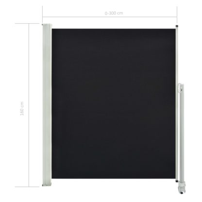 Sisäänvedettävä terassin sivumarkiisi 160 x 300 cm musta - Image 8