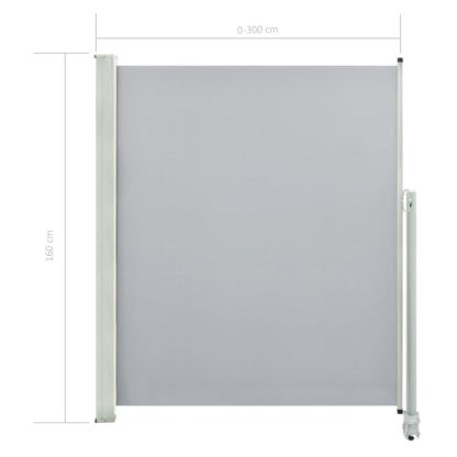 Sisäänvedettävä terassin sivumarkiisi 160 x 300 cm harmaa - Image 8