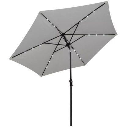 Aurinkovarjo LED-valoilla cantilever 3 m hiekanvalkoinen