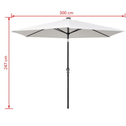 Aurinkovarjo LED-valoilla cantilever 3 m hiekanvalkoinen - Image 10