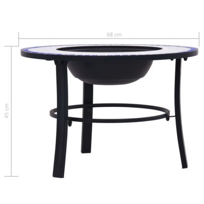 Mosaiikkitulisija sininen ja valkoinen 68 cm keramiikka - Image 9