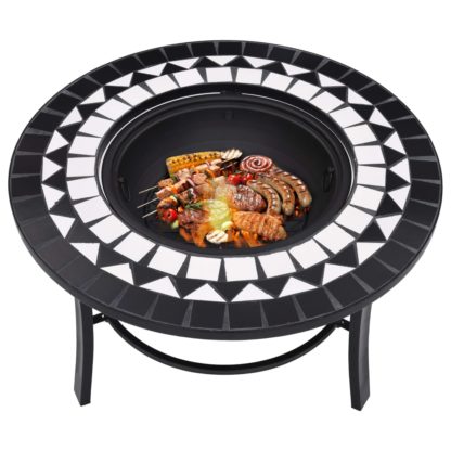 Mosaiikkitulisija musta ja valkoinen 68 cm keramiikka - Image 3