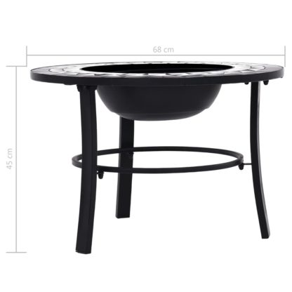 Mosaiikkitulisija musta ja valkoinen 68 cm keramiikka - Image 9