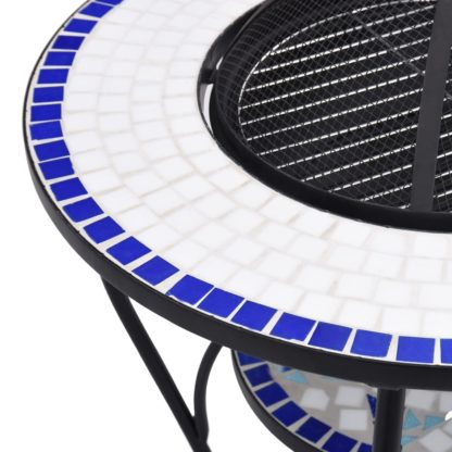 Mosaiikkipöytä tulisijalla sininen ja valkoinen 60cm keramiikka - Image 7
