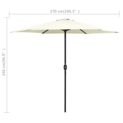 Aurinkovarjo alumiinitolpalla 270x246 cm hiekanvalkoinen - Image 6
