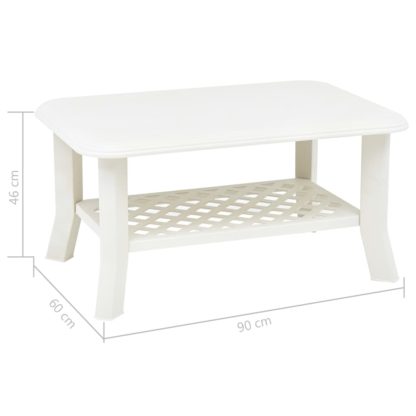 Sohvapöytä valkoinen 90x60x46 cm muovi - Image 6