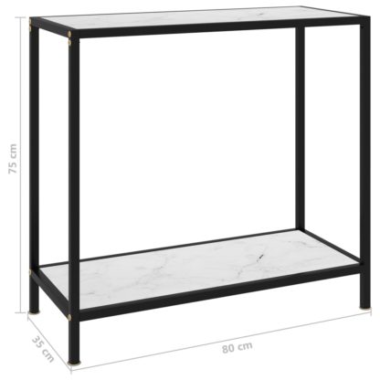 Konsolipöytä valkoinen 80x35x75 cm karkaistu lasi - Image 6