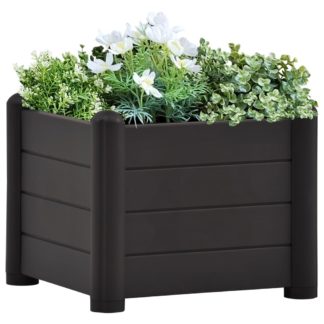 Korotettu kukkalaatikko PP antrasiitti 43x43x35 cm