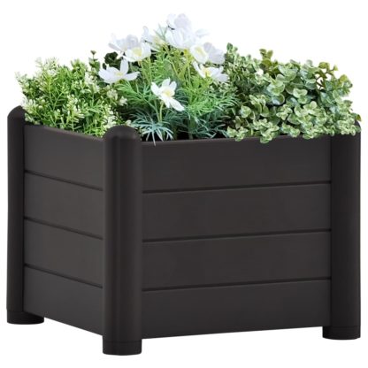 Korotettu kukkalaatikko PP antrasiitti 43x43x35 cm