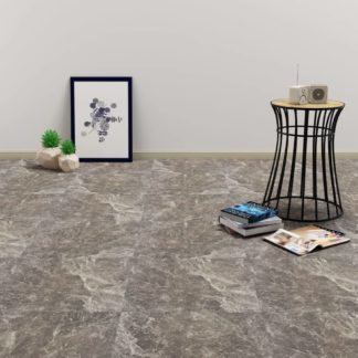 Itsekiinnittyvä lattialankku 20 kpl PVC 1,86 m² musta marmori