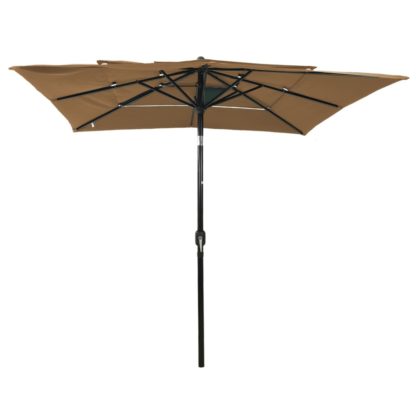 3-tasoinen Aurinkovarjo alumiinitolppa taupe 2,5x2,5 m - Image 3